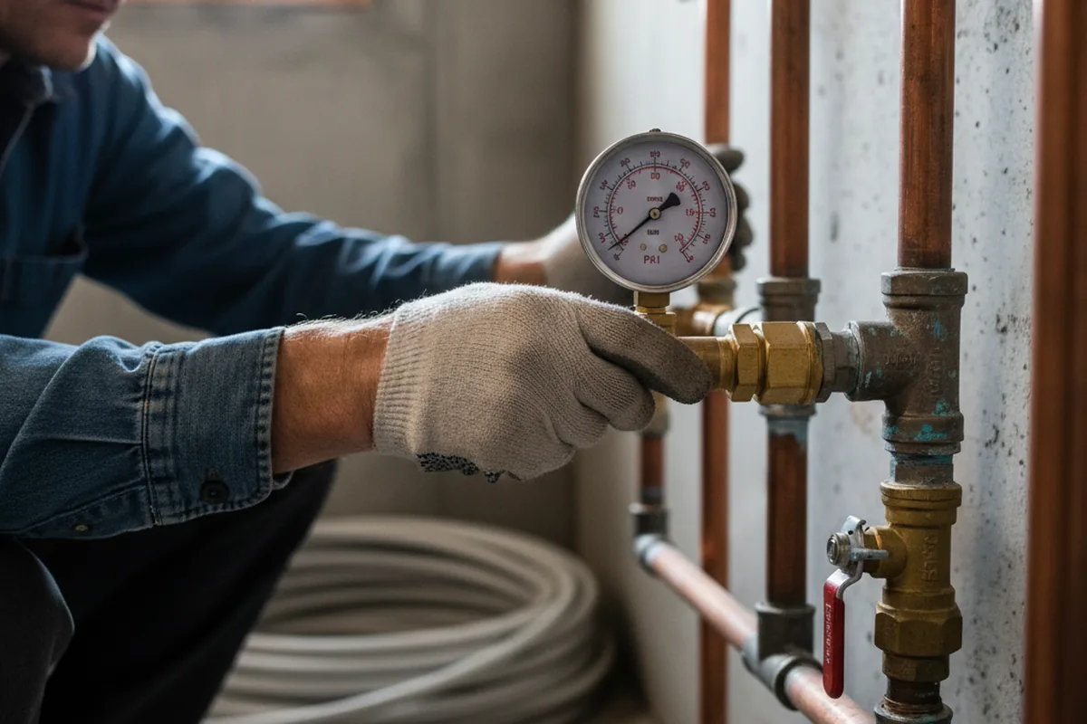 Pressure testing a repaired line during Water Line Repair in Wickenburg